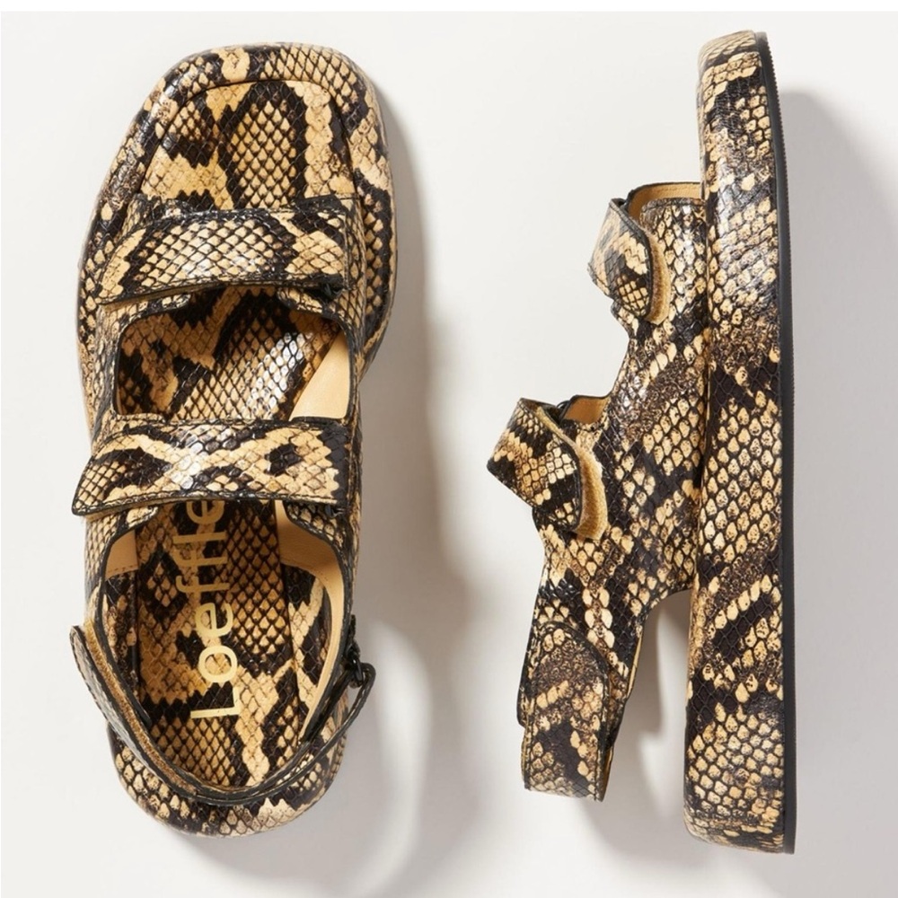Loeffler Randall Blaise Yellow Snake Print Leather Sandals Sz 8